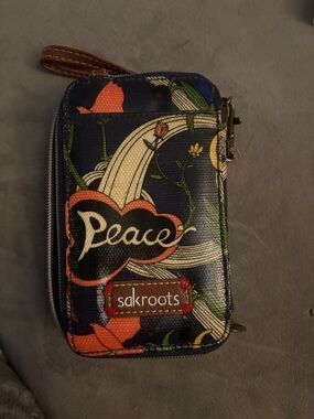 Sakroots Navy Floral Peace Phone Wallet with Multicolor Print